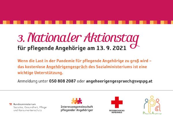 3. Nationaler Aktionstag für pflegende Angehörige am 13.09.2021